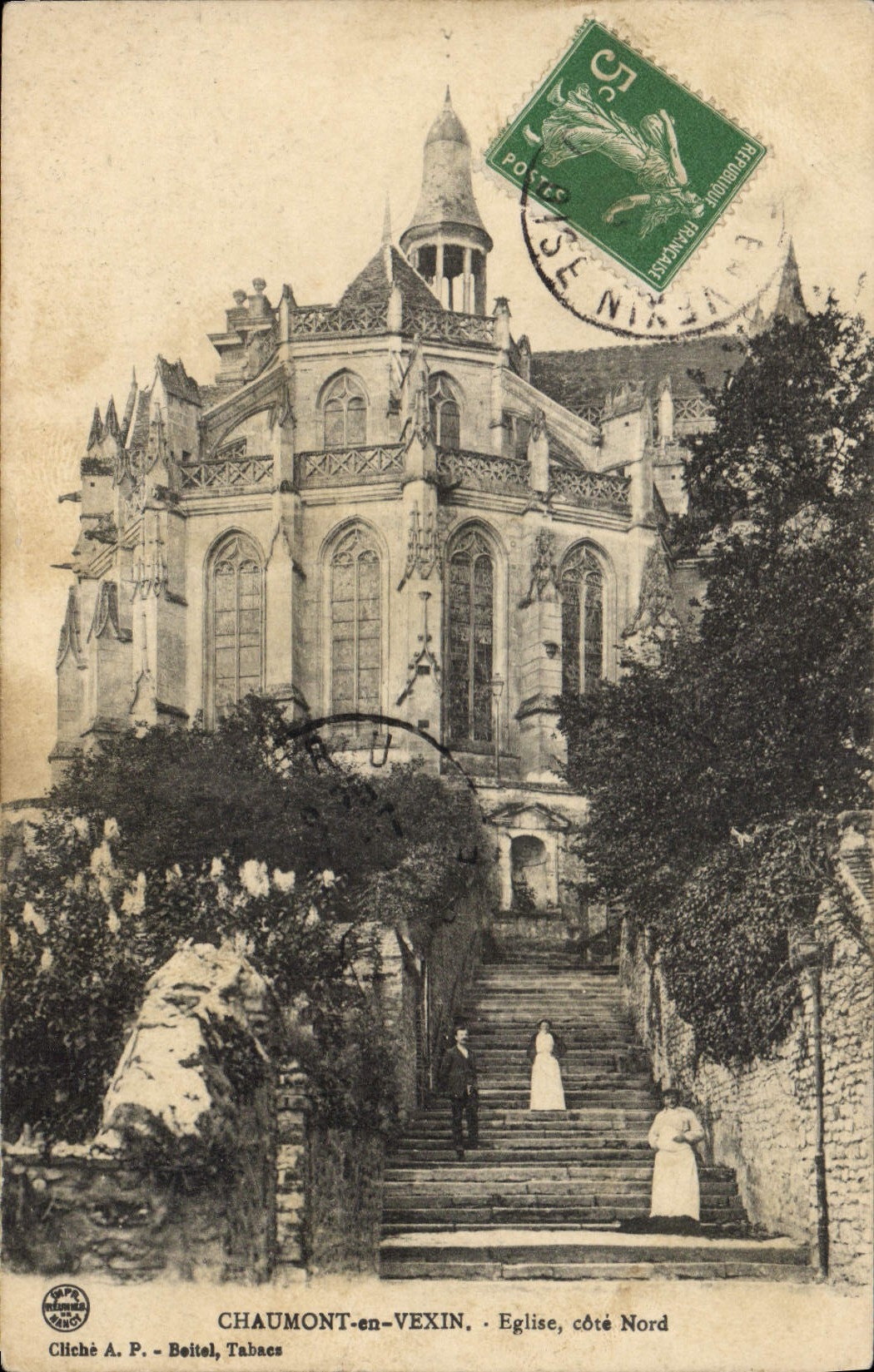 Chaumont-en-Vexin — Église, côté Nord — Chiché A. P. - Beitel, Tabacs
