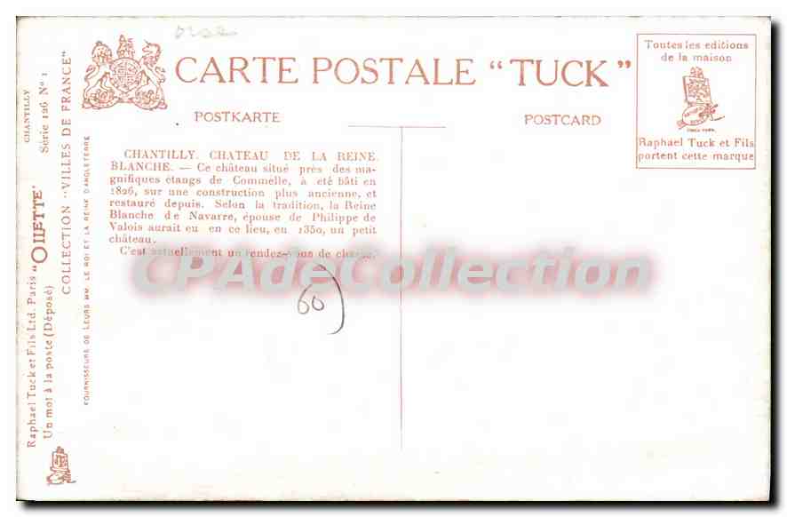 Chantilly - Château de la Reine Blanche — Tuck & Fils, Série 146 — Reverso