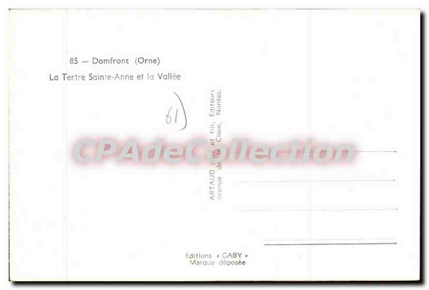 CPA Domfront Orne la Tertre Sainte Anne et la valee  — Rückseite