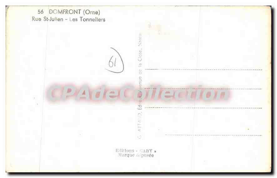 CPA Domfront Orne Rue St Julien les Tonneliers  — Rückseite