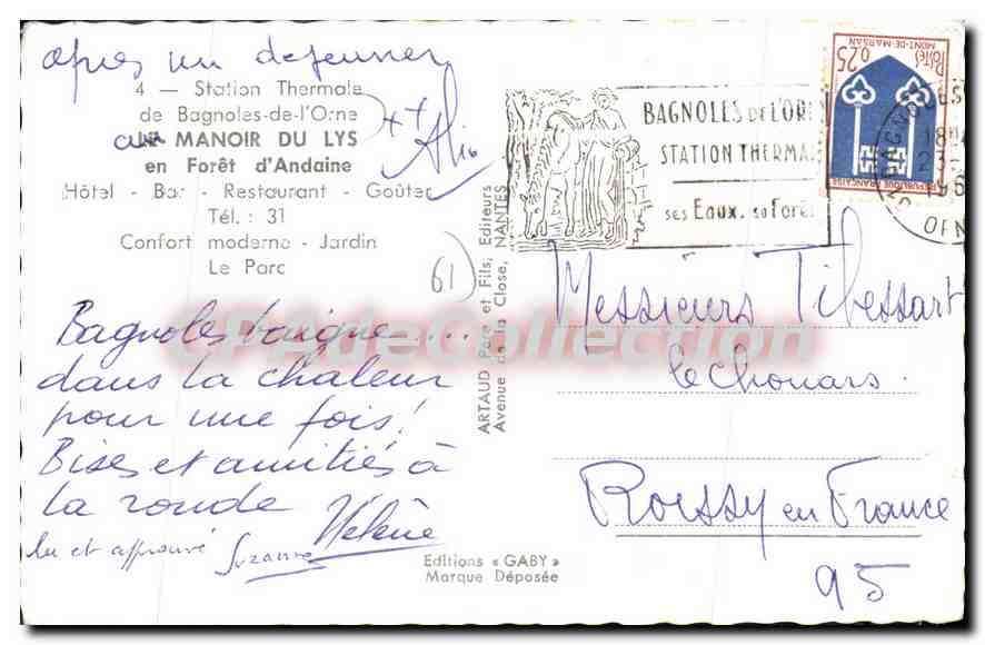 Manoir du Lys — Bagnolles-de-l'Orne — Éditions Gaby — Verso