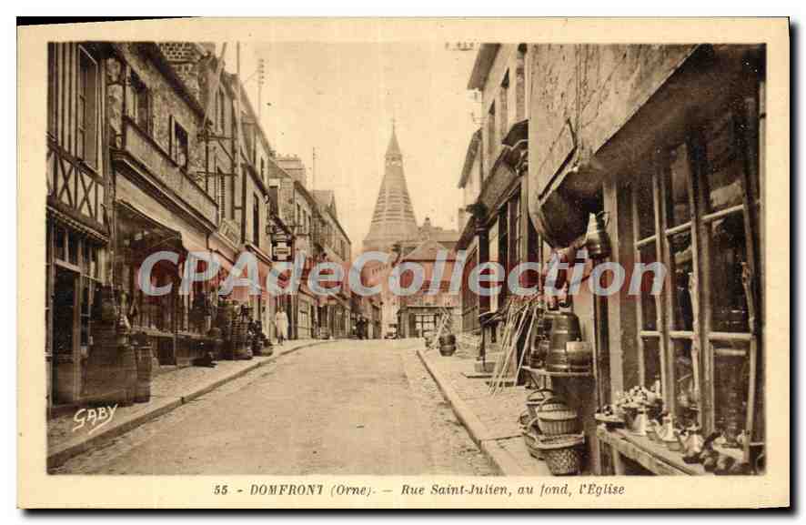 Domfront (Orne) — Rue Saint-Julien, au fond, l'Église — Saby, n°55