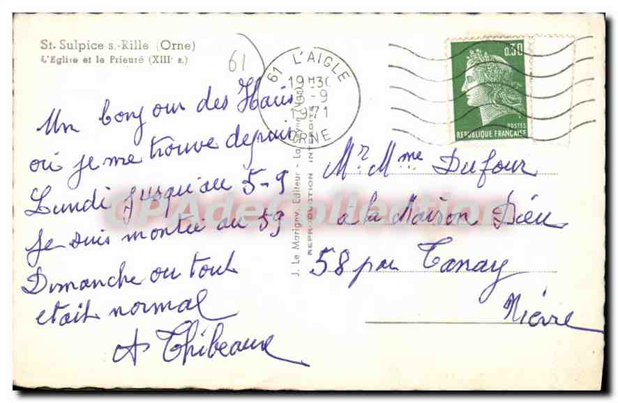 CPA St Sulpice S Rille Orne l'eglise et le Prieure XIII S  — Rückseite
