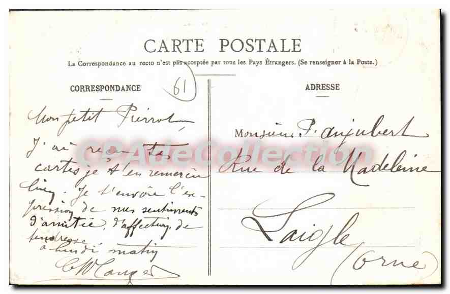 CPA Damfront Ville de Malheu Episode historique Jean Barbotte accuse et convaincu d'incendiaire d'es — Rückseite