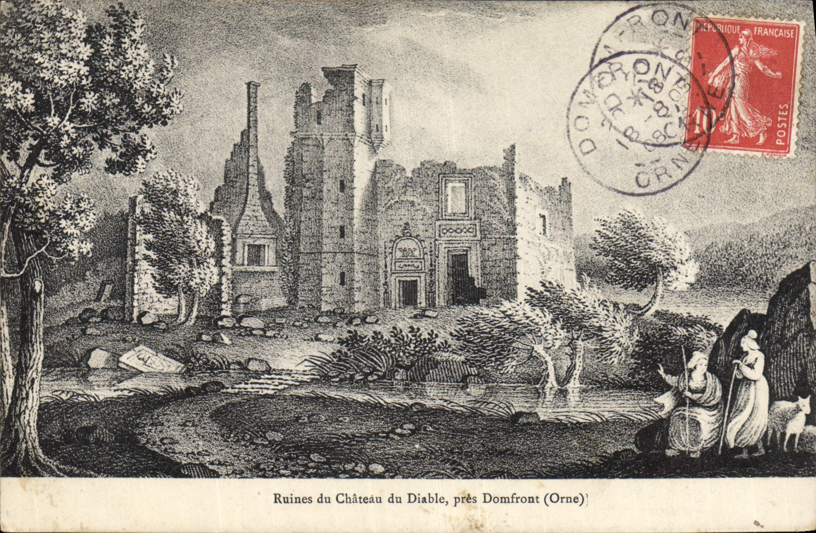CPA Ruines du chateau du Diable pres Domfront Orne 