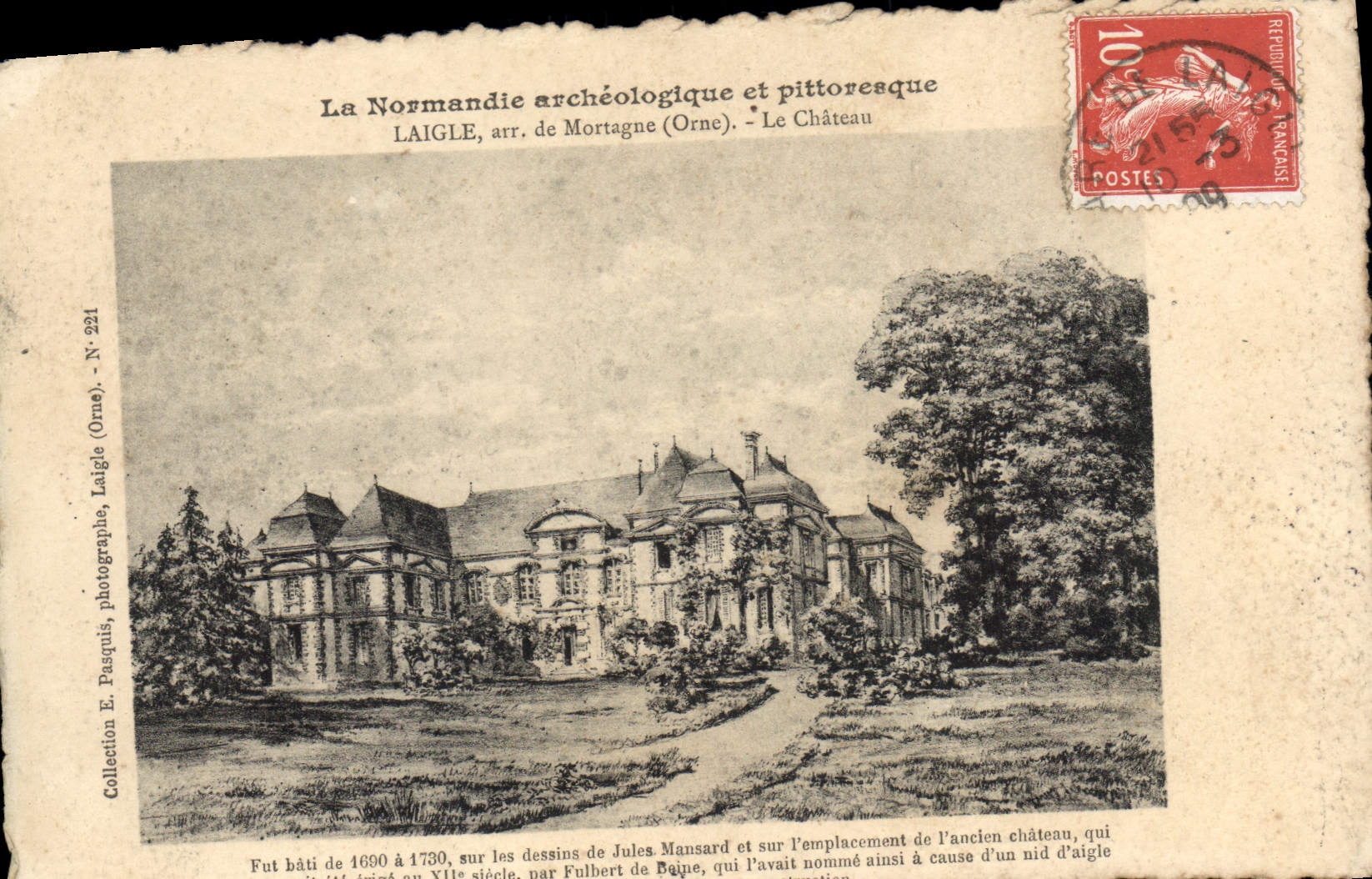 Le Château de Laigle — La Normandie archéologique et pittoresque — Collection E. Pasquis, N° 221