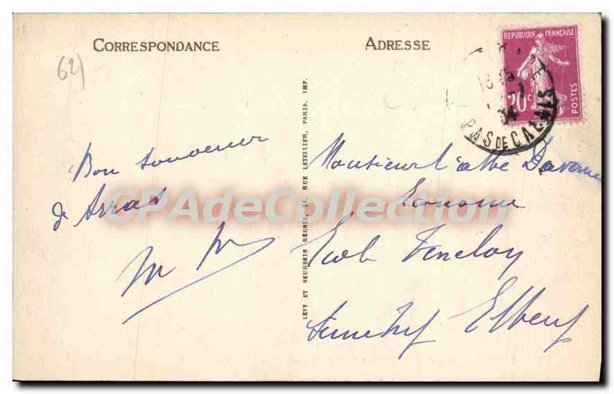 Arras — La Petite Place et l'Église Saint-Jean-Baptiste — G. Hennequin — Verso