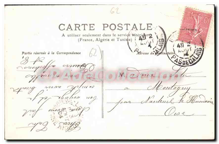 CPA Pas de Calais Le Touquet le château — Rückseite