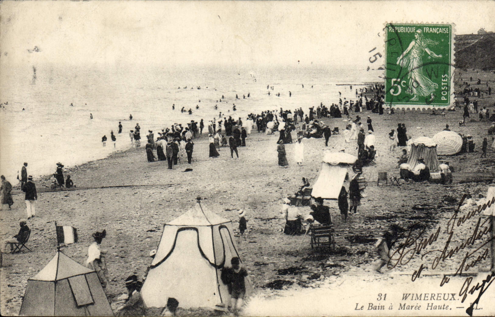 CPA Wimereux Le Bain à Maree Haute 