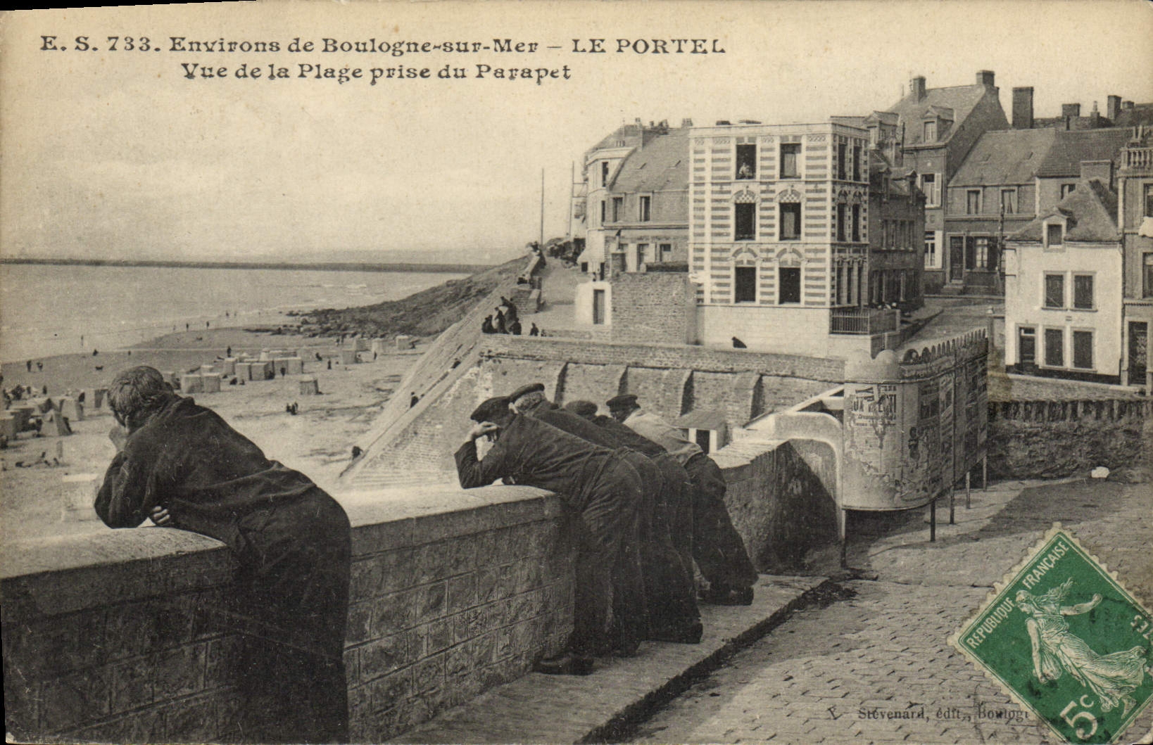 Umgebung von Boulogne-sur-Mer — LE PORTEL — Ansicht der Strände vom Parapet — Verlag Stévenard, n° 733