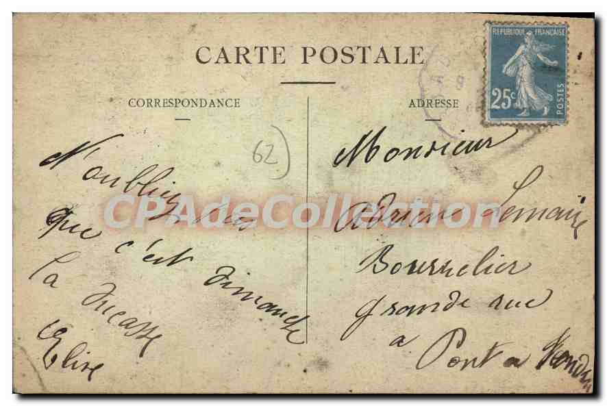 CPA Courrieres Le Monument des Anciens Combattants — Rückseite