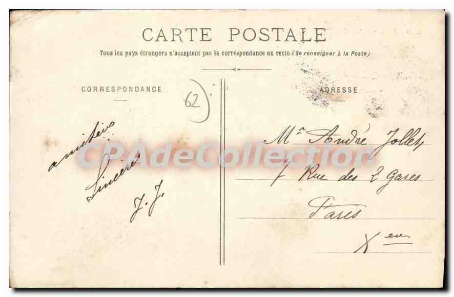 CPA Wimereux Splendid Hotel  — Rückseite