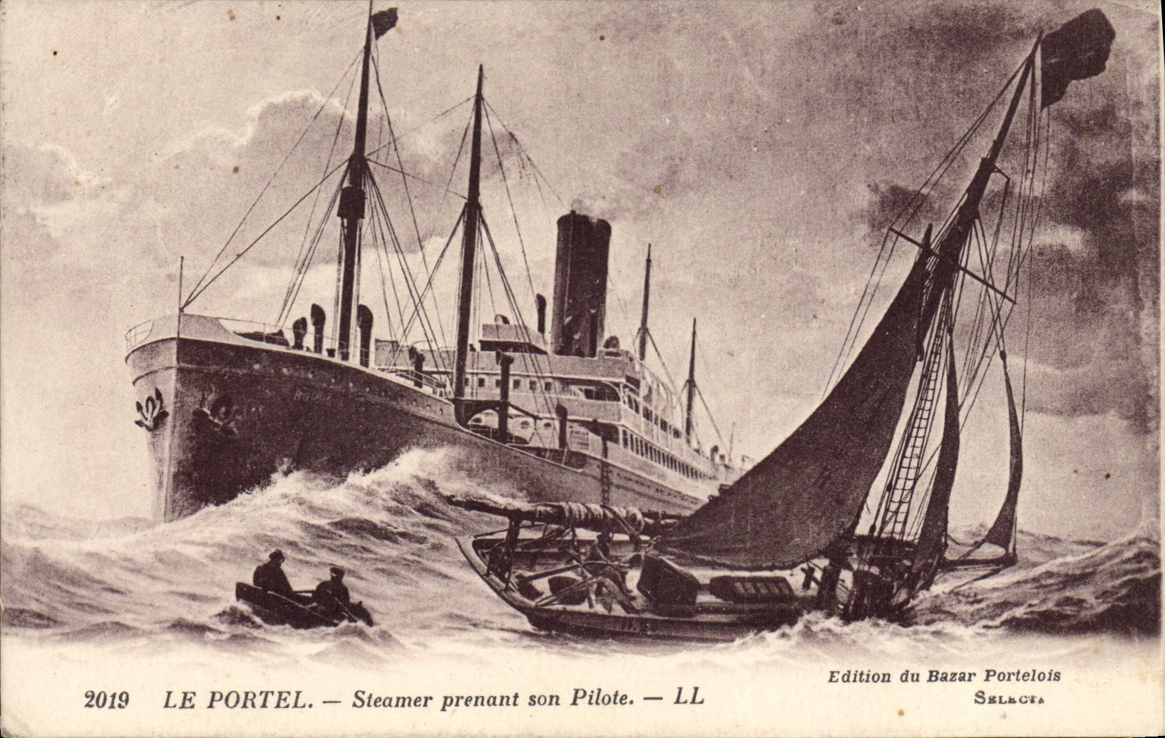 CPA Le Portel Steamer prenant son Pilote 