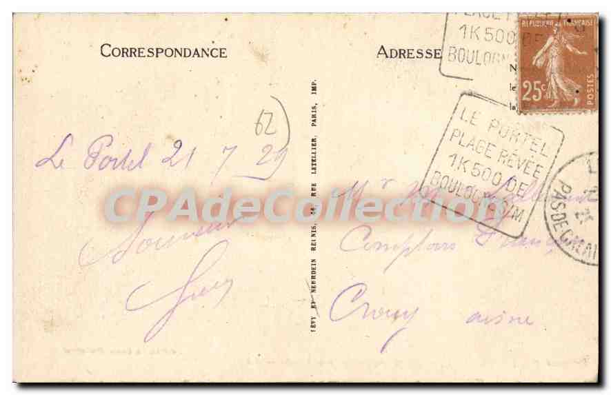CPA Le Portel Steamer prenant son Pilote  — Rückseite