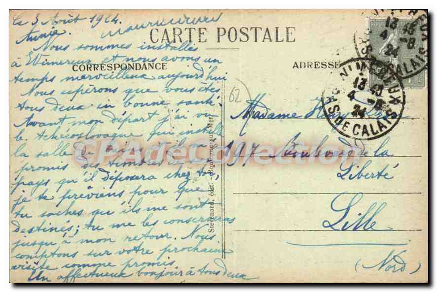 CPA Wimereux Casino Salon de Lecture  — Rückseite