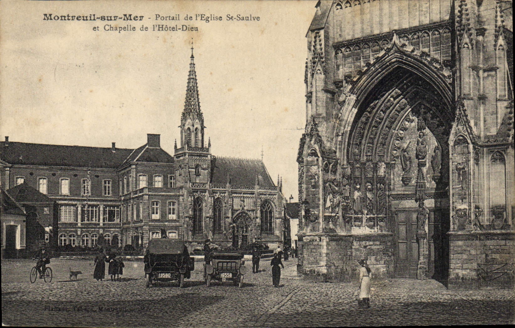Montreuil-sur-Mer — Portale della Chiesa di San Saulve e Cappella dell'Hôtel-Dieu — Tipografia Limoges