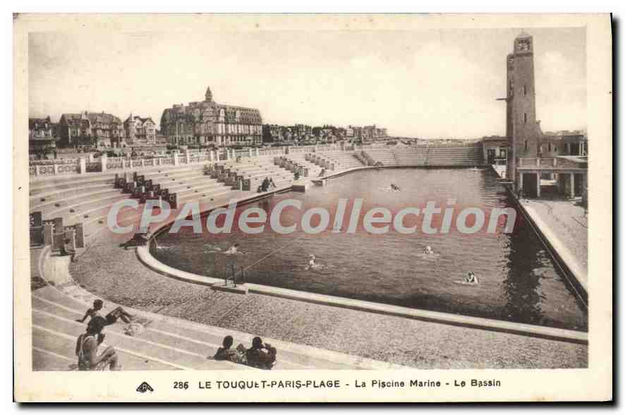 Le Touquet-Paris-Plage - La Piscine Marine - Le Bassin - Éditeur : J.-J. Arts Photomécaniques - St-Abbaug - N° 296