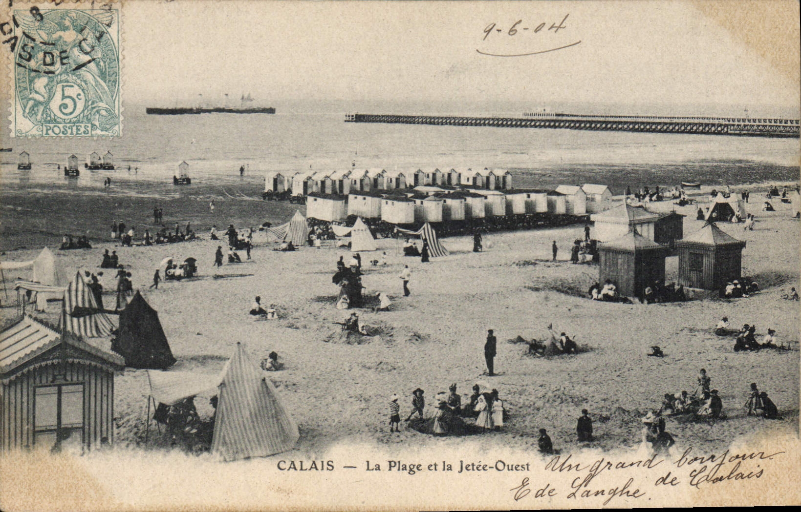 CPA Calais La Plage et la Jetée Ouest 