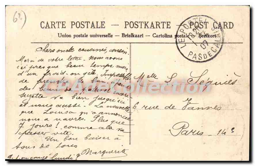 CPA Le Portel Un coin de la Plage  — Verso