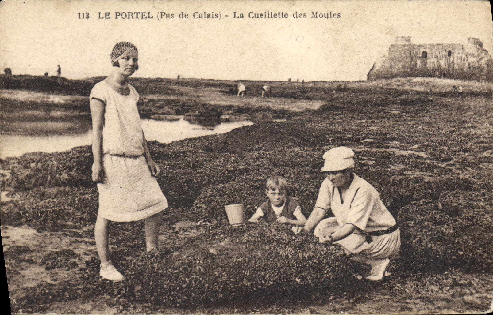 CPA Le Portel La Cueillette des Moules 
