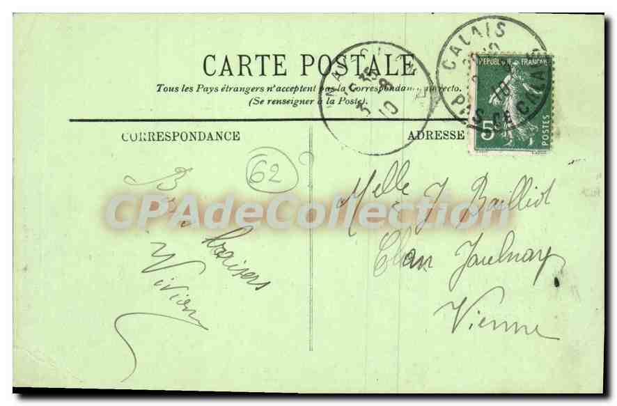 CPA Calais Le Cran d'Escalles  — Rückseite
