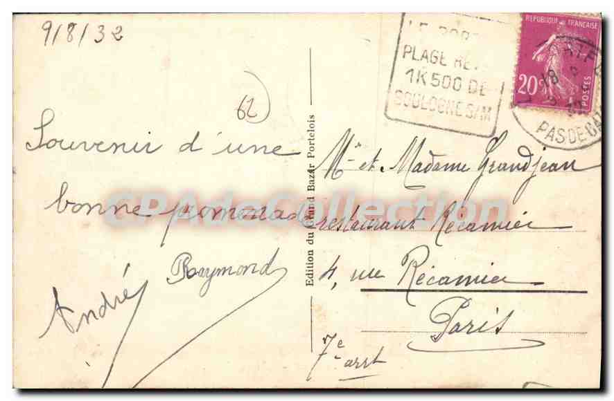 CPA Le Portel la plage  — Rückseite