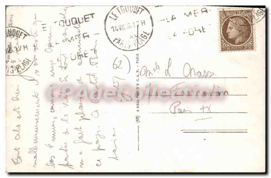 Le Touquet — Vue prise en Avion sur le Royal Picardy — LL. — n° 319 — Verso