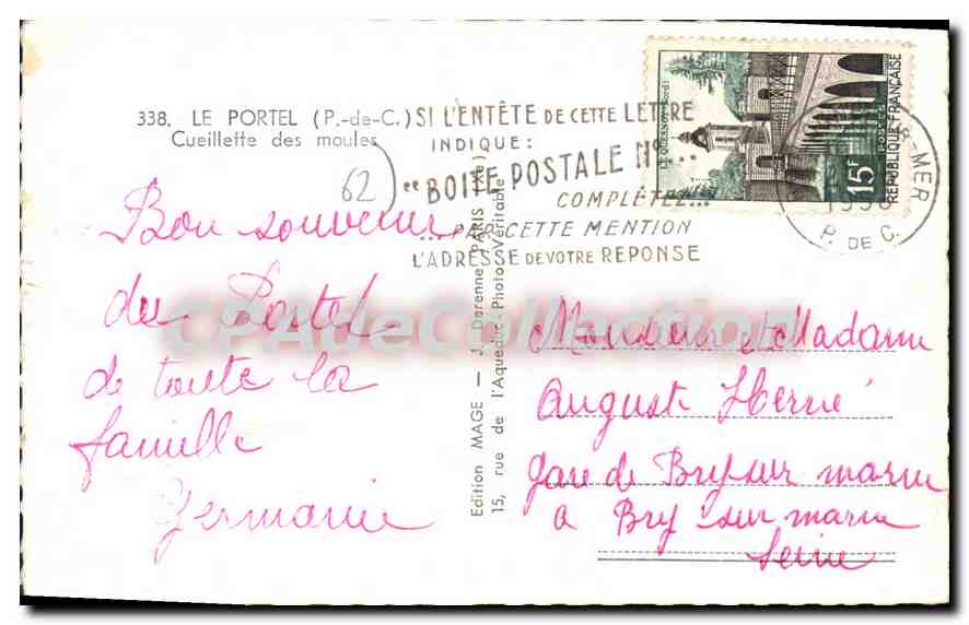 CPA Le Portel P de C Cueillette des moules  — Verso