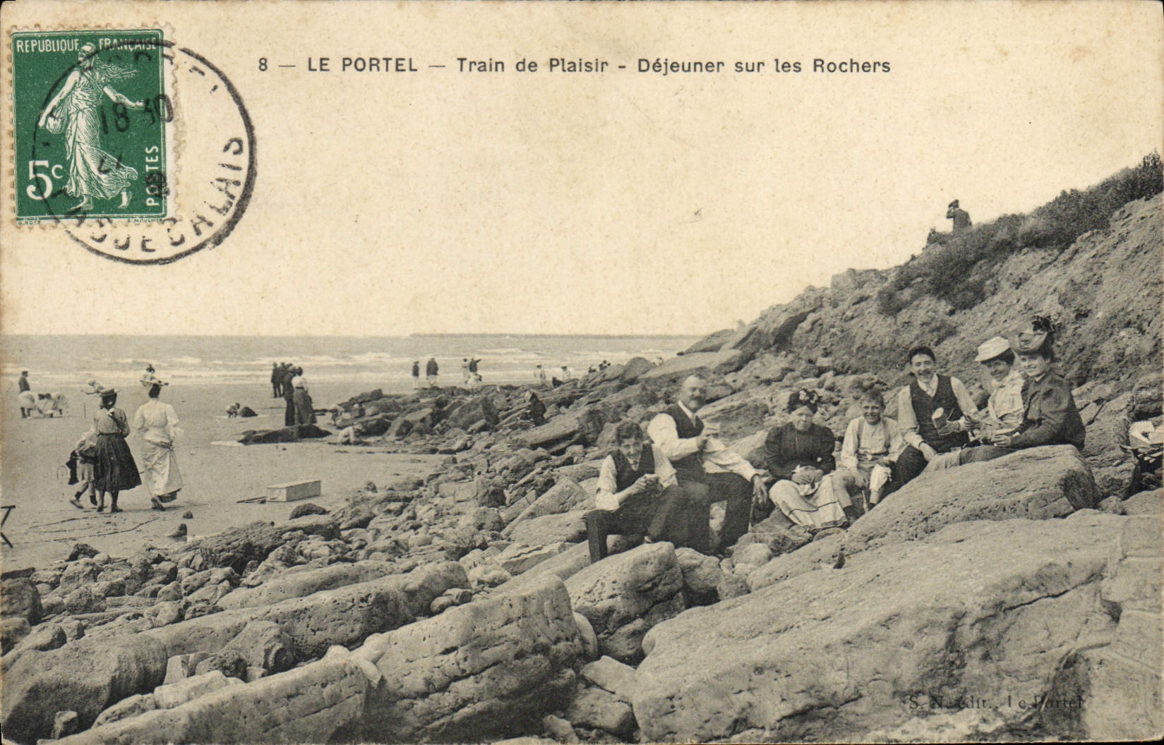 Le Portel — Train de Plaisir — Déjeuner sur les Rochers — S.N. <ir. Le Portel