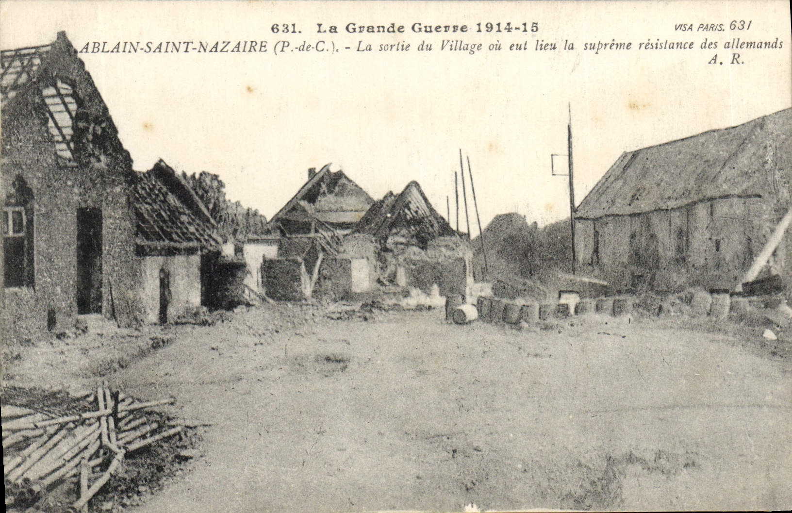 CPA La grande guerre 1914 15 ABLAIN Saint Nazaire la sortie du village où eut lieu la supreme resist