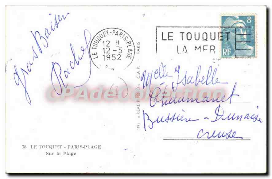 Plage de Le Touquet — La Mer — éditeur C.A.P. n°78 — Verso