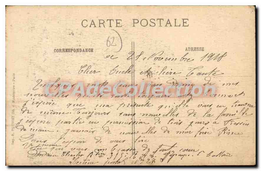 CPA La Guerre 1915 15 16 Mont St Eloi P de C interieur de l'eglise  — Rückseite