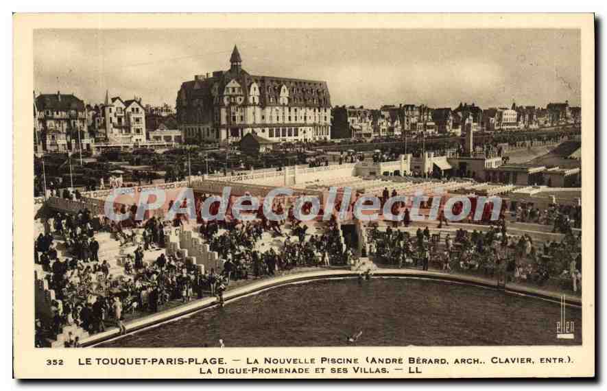 CPA Le Touquet Paris Plage la nouvelle Piscine Andre Berard arch Clavier Entr la Digue Premenade et
