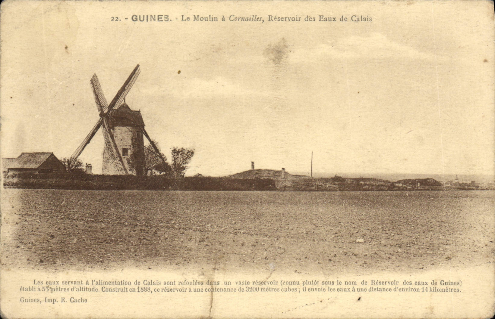CPA Guines le Moulin à Cornailles Reservoir des Eaux de Calais 