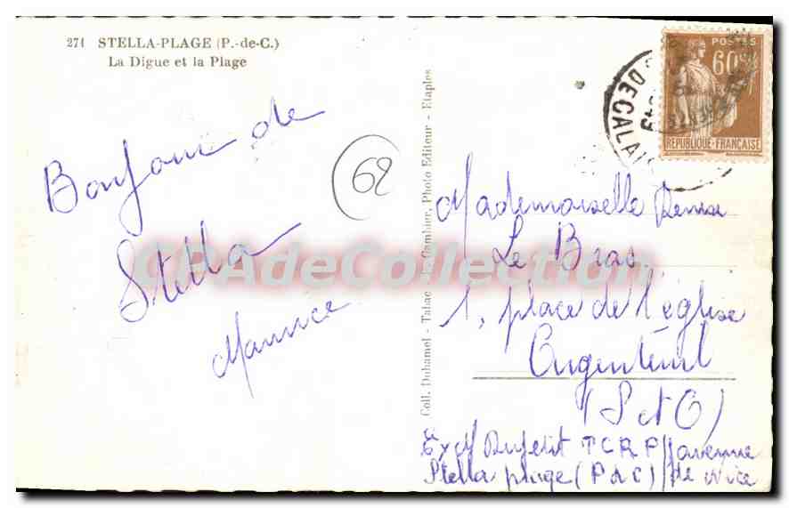 CPA Stella Plage P de C la Digue et la plage  — Rückseite