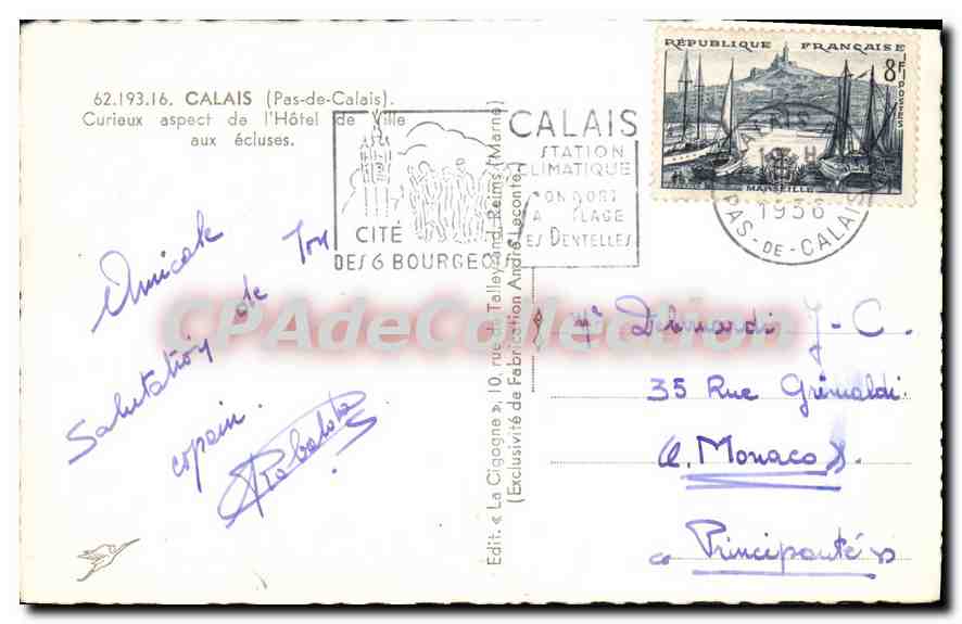 CPA Calais pas de Calais Curieux aspect de l'hotel de ville aux ecluses  — Rückseite