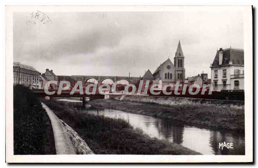 CPA Wimereux Pas de Calais Eglise Viaduc et le cours d'eau le Wimereux 