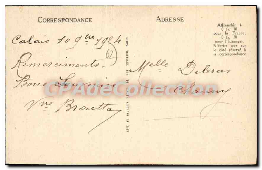 Calais - Type de Matelote - LL — Reverso