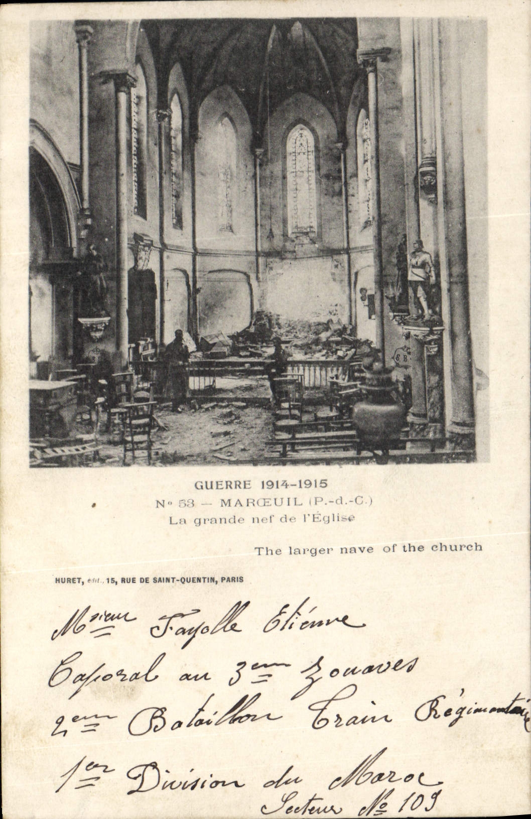 CPA Guerre 1914 1915 Maroeuil la Grande Nef de l'eglise 
