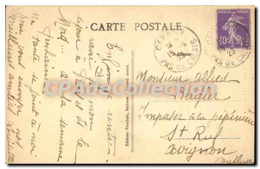 Béthune — Le Belfroi — Éditions Fauchois, n°62 — Rückseite