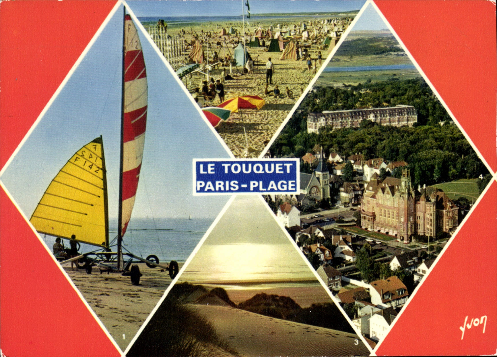 CPSM La Cote d'Opale le Touquet Paris Plage Pas de Calais Char a voile La plage Coucher de Soleil da
