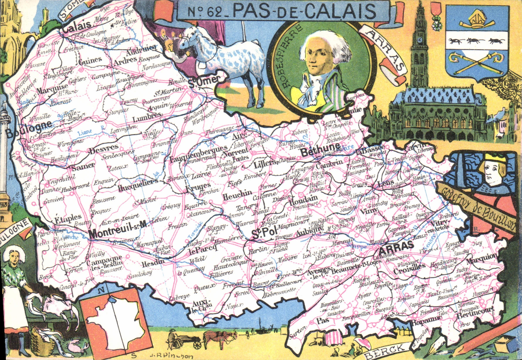 CPSM Pas de Calais Forme en 1790 de l'Artois et d'une portion de la Picardie Celebrites Godfroy de B
