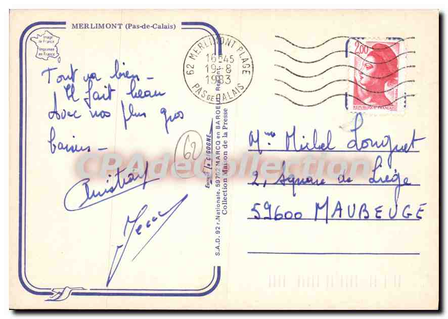 CPSM Merlimont Pas de Calais  — Rückseite