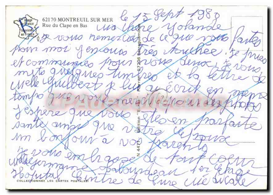 Straße des Clape unten — Montreuil-sur-Mer — Ausgabe 'E. Lepet' Nr. 4475 — Rückseite