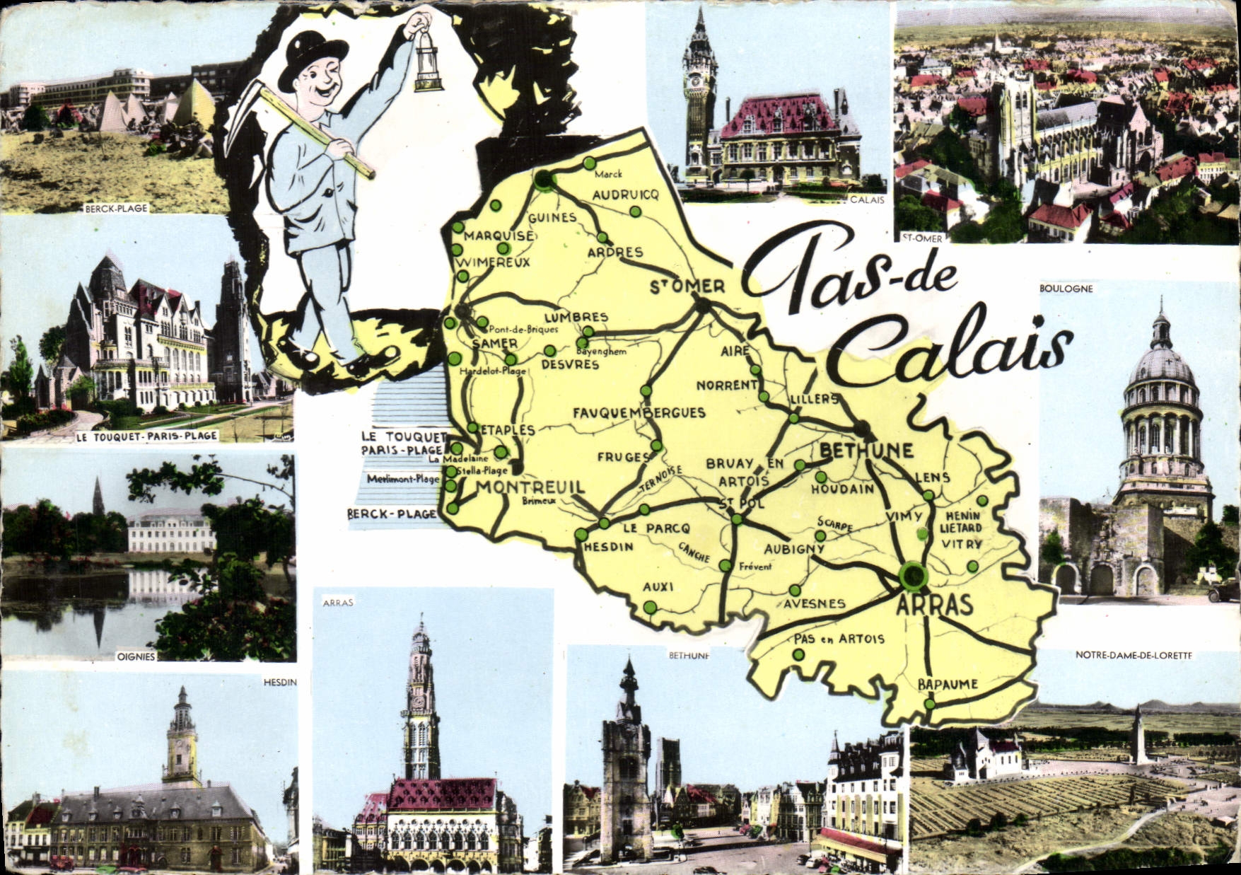 Pas-de-Calais — Carte postale touristique avec carte et photos de lieux — éditeur inconnu