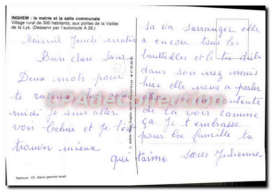 CPSM Inghem la Mairie et la salle Communale Village rural 300 Habitans aux Portes de la vallee de la — Verso
