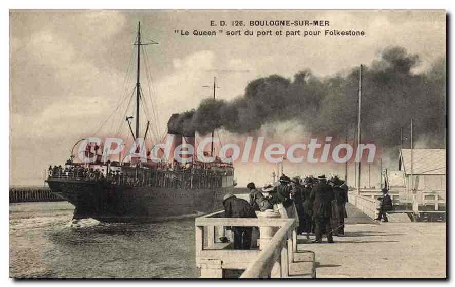 Boulogne-sur-Mer — Le Queen sort du port et part pour Folkestone — E.D. 126