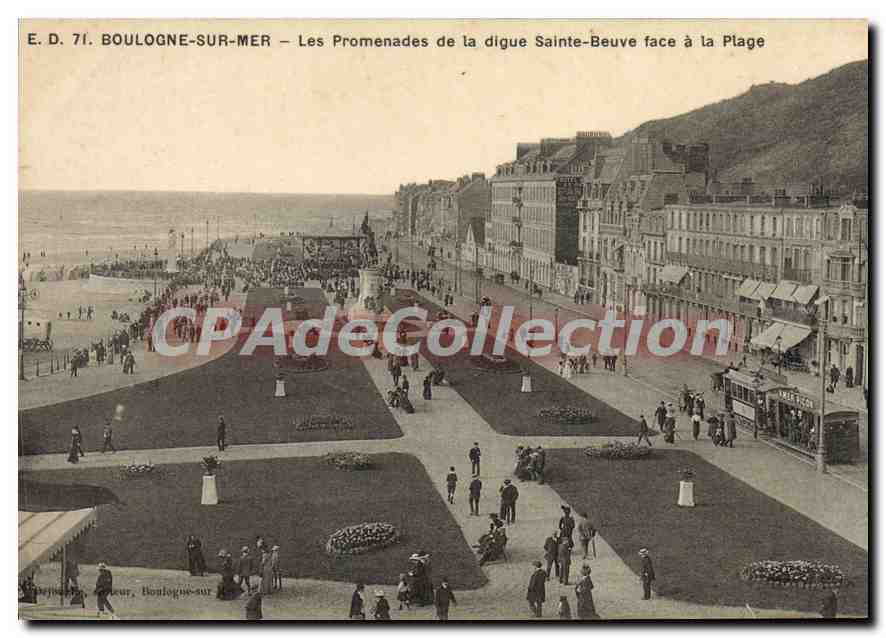 Boulogne-sur-Mer — Les Promenades de la digue Sainte-Beuve face à la Plage — E.D. 71