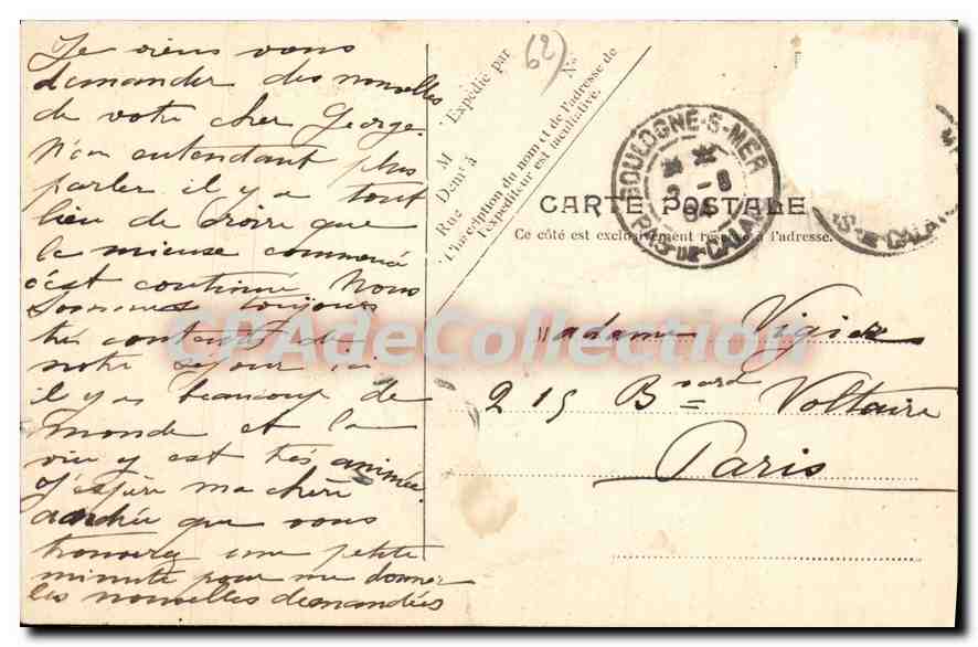 Boulogne sur Mer — Vue générale prise de la jetée — V.B. Paris, No. 21 — Achterkant