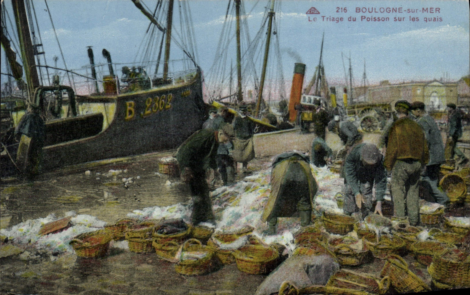 Boulogne-sur-Mer — Le Triage du Poisson sur les quais — Cie Alsacienne des Arts Photomécaniques, Strasbourg